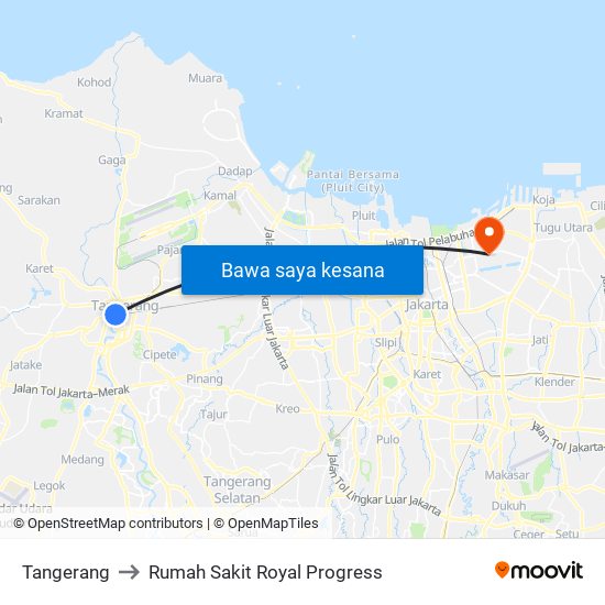 Tangerang to Rumah Sakit Royal Progress map