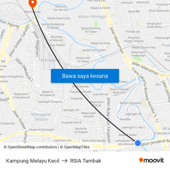 Kampung Melayu Kecil to RSIA Tambak map