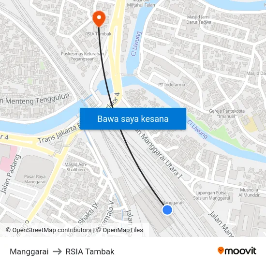 Manggarai to RSIA Tambak map