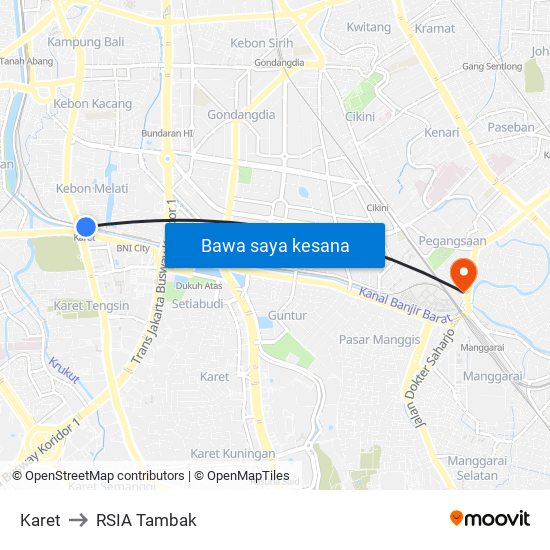 Karet to RSIA Tambak map