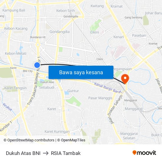 Dukuh Atas BNI to RSIA Tambak map