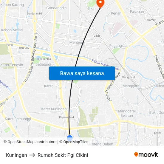 Kuningan to Rumah Sakit Pgi Cikini map
