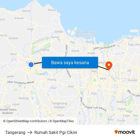 Tangerang to Rumah Sakit Pgi Cikini map