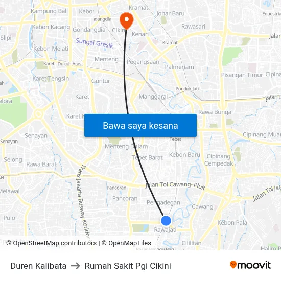 Duren Kalibata to Rumah Sakit Pgi Cikini map