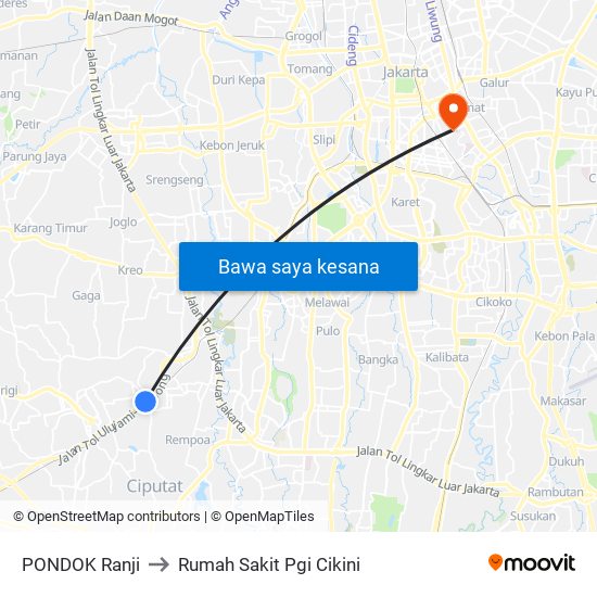 PONDOK Ranji to Rumah Sakit Pgi Cikini map