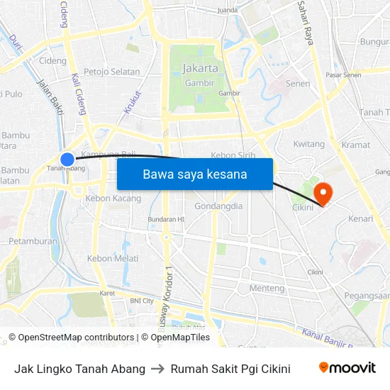 Jak Lingko Tanah Abang to Rumah Sakit Pgi Cikini map