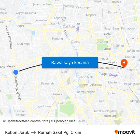 Kebon Jeruk to Rumah Sakit Pgi Cikini map