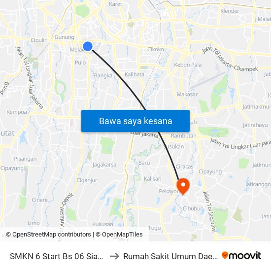 SMKN 6 Start Bs 06 Siang, 11 Siang to Rumah Sakit Umum Daerah Ciracas map