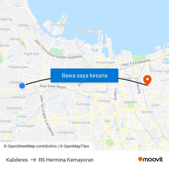 Kalideres to RS Hermina Kemayoran map