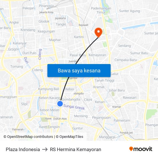 Plaza Indonesia to RS Hermina Kemayoran map