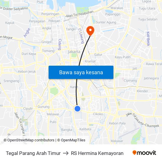 Tegal Parang Arah Timur to RS Hermina Kemayoran map