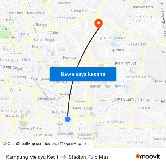 Kampung Melayu Kecil to Stadion Pulo Mas map