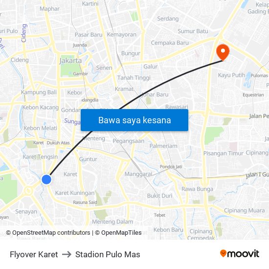 Flyover Karet to Stadion Pulo Mas map