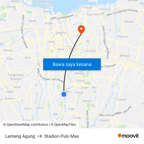 Lenteng Agung to Stadion Pulo Mas map