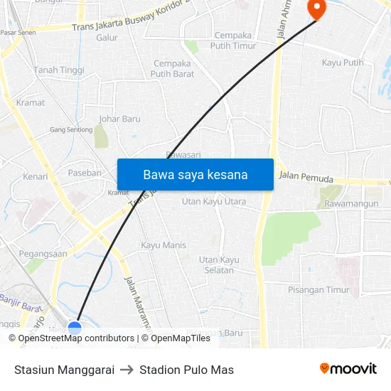 Stasiun Manggarai to Stadion Pulo Mas map