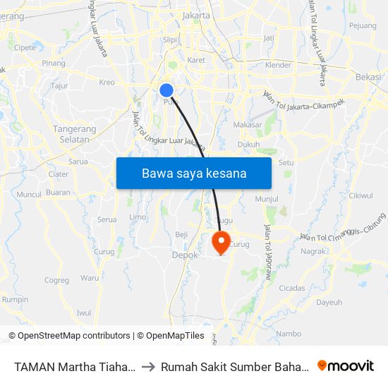 TAMAN Martha Tiahahu to Rumah Sakit Sumber Bahagia map