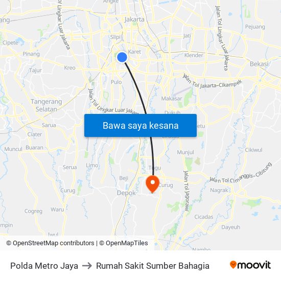 Polda Metro Jaya to Rumah Sakit Sumber Bahagia map