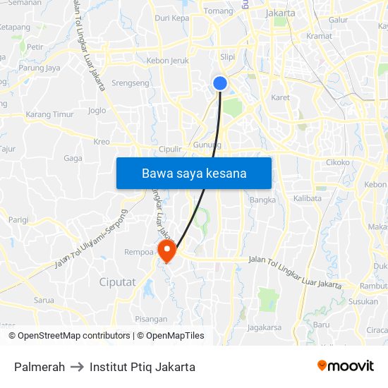 Palmerah to Institut Ptiq Jakarta map