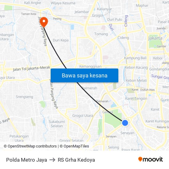 Polda Metro Jaya to RS Grha Kedoya map