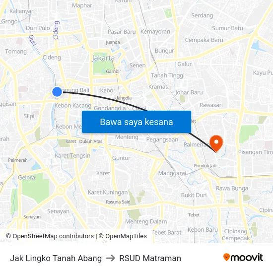 Jak Lingko Tanah Abang to RSUD Matraman map