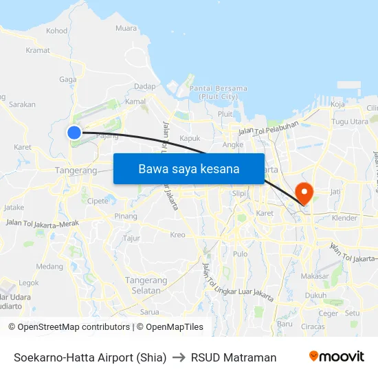Soekarno-Hatta Airport (Shia) to RSUD Matraman map
