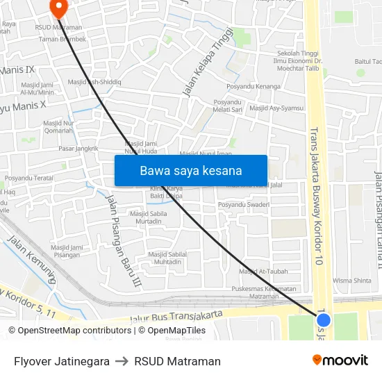 Flyover Jatinegara to RSUD Matraman map