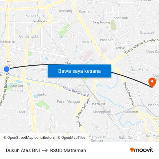 Dukuh Atas BNI to RSUD Matraman map
