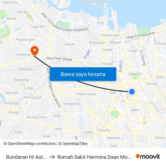 Bundaran HI Astra to Rumah Sakit Hermina Daan Mogot map