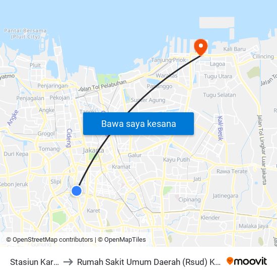 Stasiun Karet to Rumah Sakit Umum Daerah (Rsud) Koja map