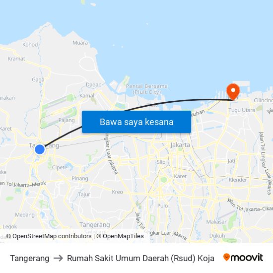 Tangerang to Rumah Sakit Umum Daerah (Rsud) Koja map