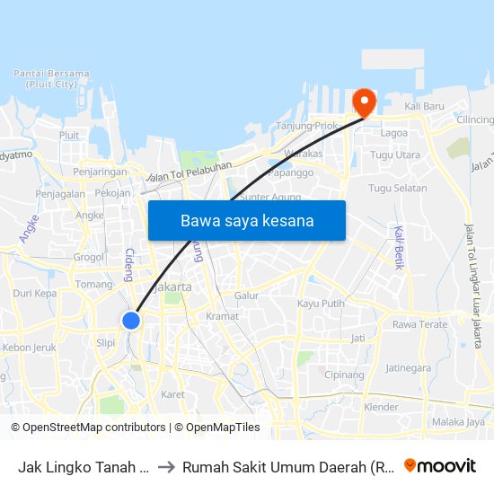 Jak Lingko Tanah Abang to Rumah Sakit Umum Daerah (Rsud) Koja map