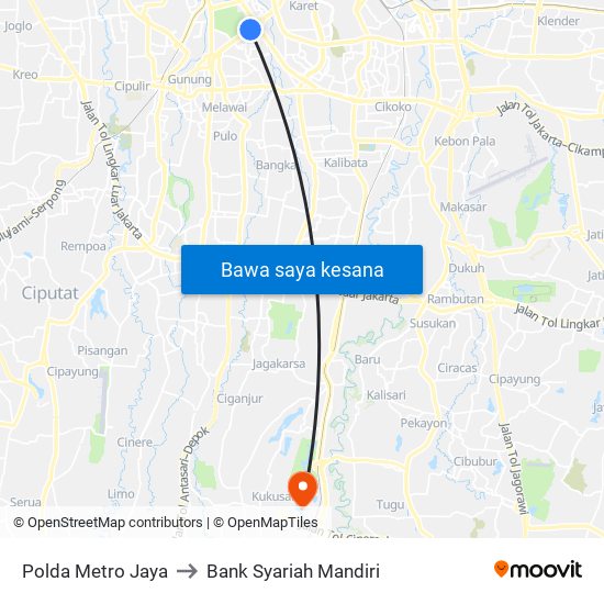 Polda Metro Jaya to Bank Syariah Mandiri map