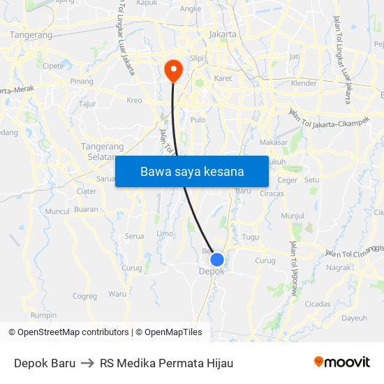 Depok Baru to RS Medika Permata Hijau map