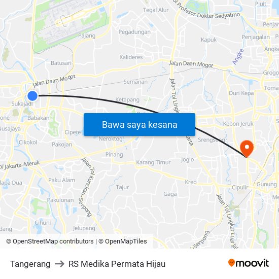 Tangerang to RS Medika Permata Hijau map