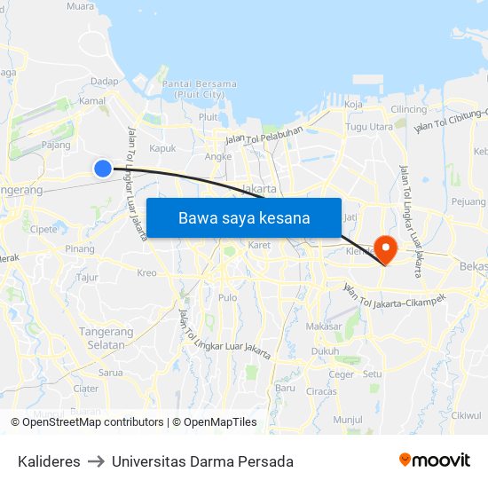 Kalideres to Universitas Darma Persada map