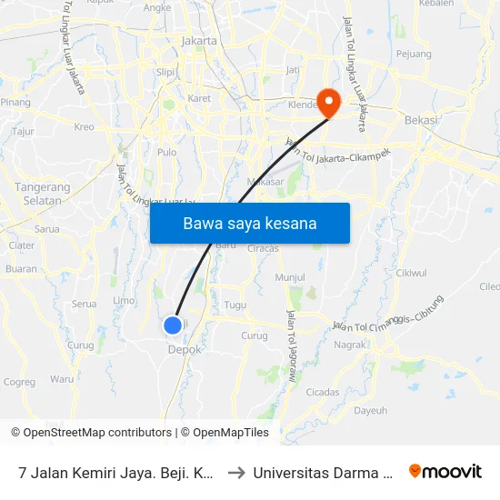 7 Jalan Kemiri Jaya. Beji. Kota Depok to Universitas Darma Persada map
