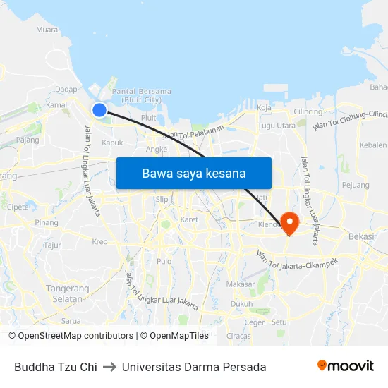 Buddha Tzu Chi to Universitas Darma Persada map
