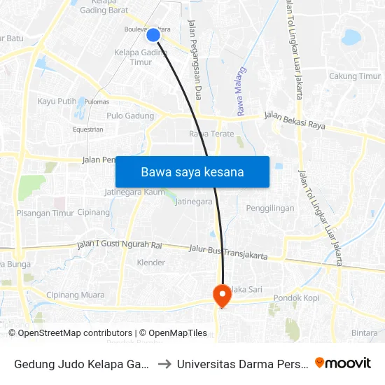 Gedung Judo Kelapa Gading to Universitas Darma Persada map