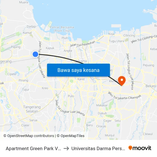 Apartment Green Park View to Universitas Darma Persada map