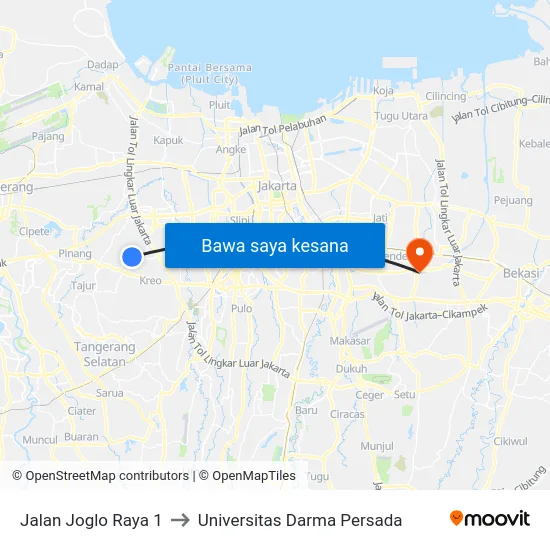 Jalan Joglo Raya 1 to Universitas Darma Persada map