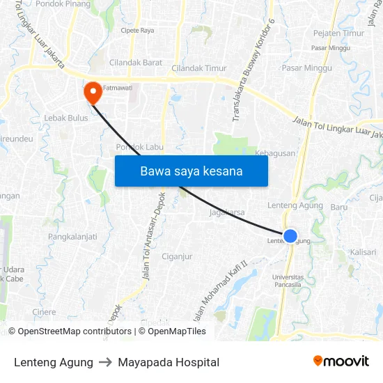 Lenteng Agung to Mayapada Hospital map