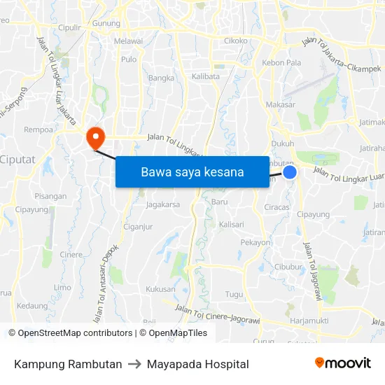 Kampung Rambutan to Mayapada Hospital map