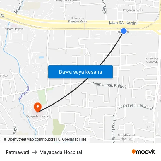 Fatmawati to Mayapada Hospital map