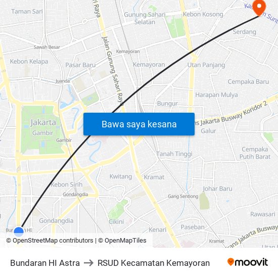 Bundaran HI Astra to RSUD Kecamatan Kemayoran map