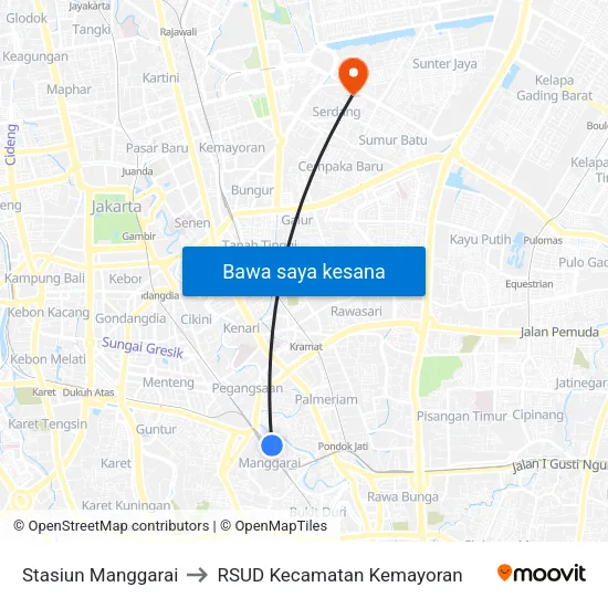 Stasiun Manggarai to RSUD Kecamatan Kemayoran map