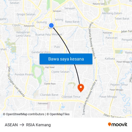 ASEAN to RSIA Kemang map