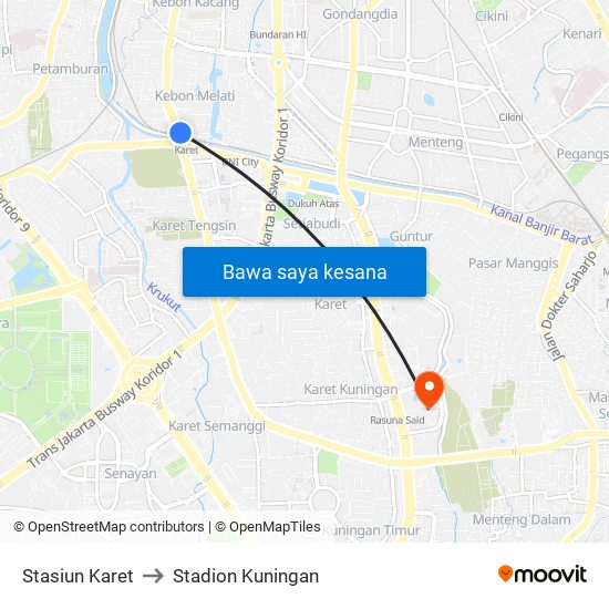 Stasiun Karet to Stadion Kuningan map