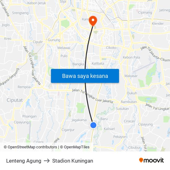 Lenteng Agung to Stadion Kuningan map