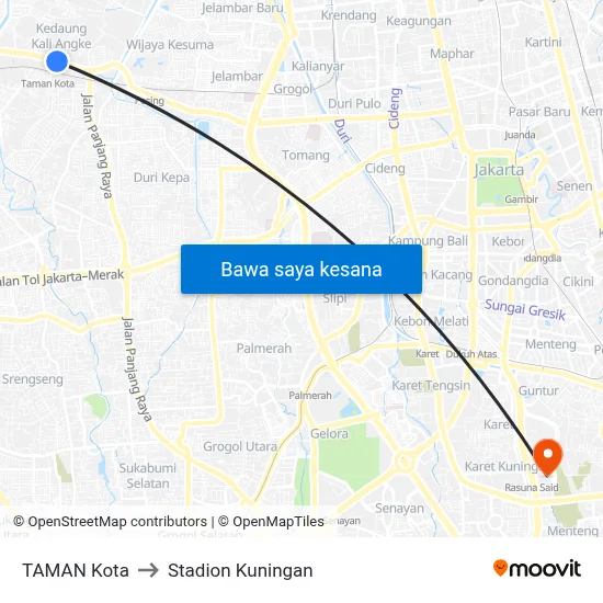 TAMAN Kota to Stadion Kuningan map