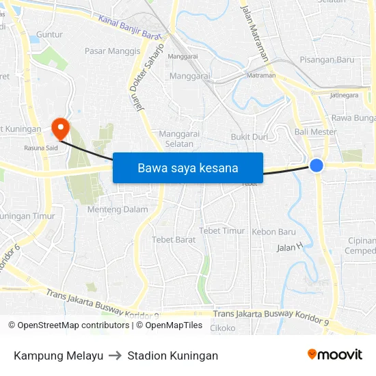 Kampung Melayu to Stadion Kuningan map